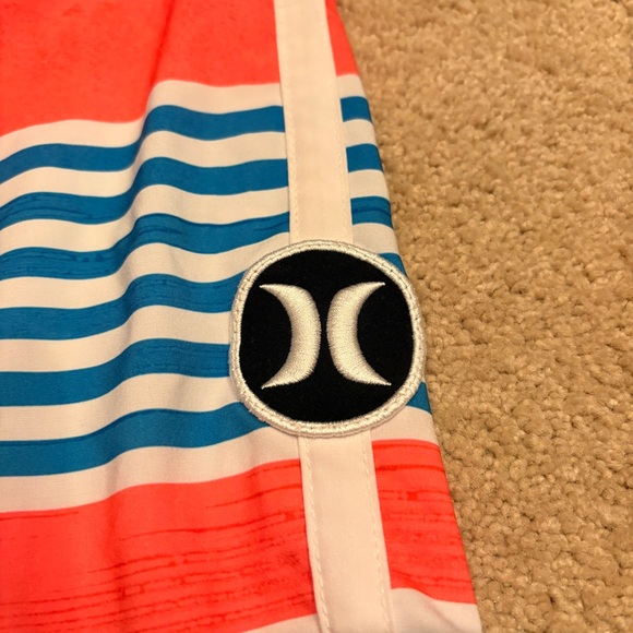 Hurley Phantom Boardshorts Swimwear Mens 32 Beach Surf Summer Striped Grey Blue - Picture 7 of 10